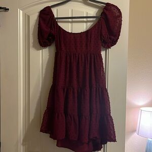 Lucy in the sky maroon tie back dress